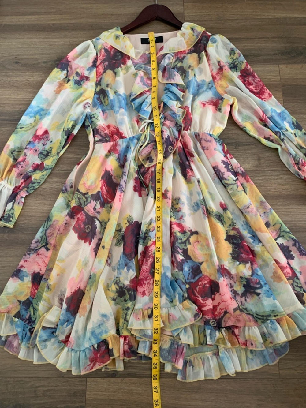 Zimmermann style OPT women’s long sleeve mini  summer dress size M - Picture 8 of 16